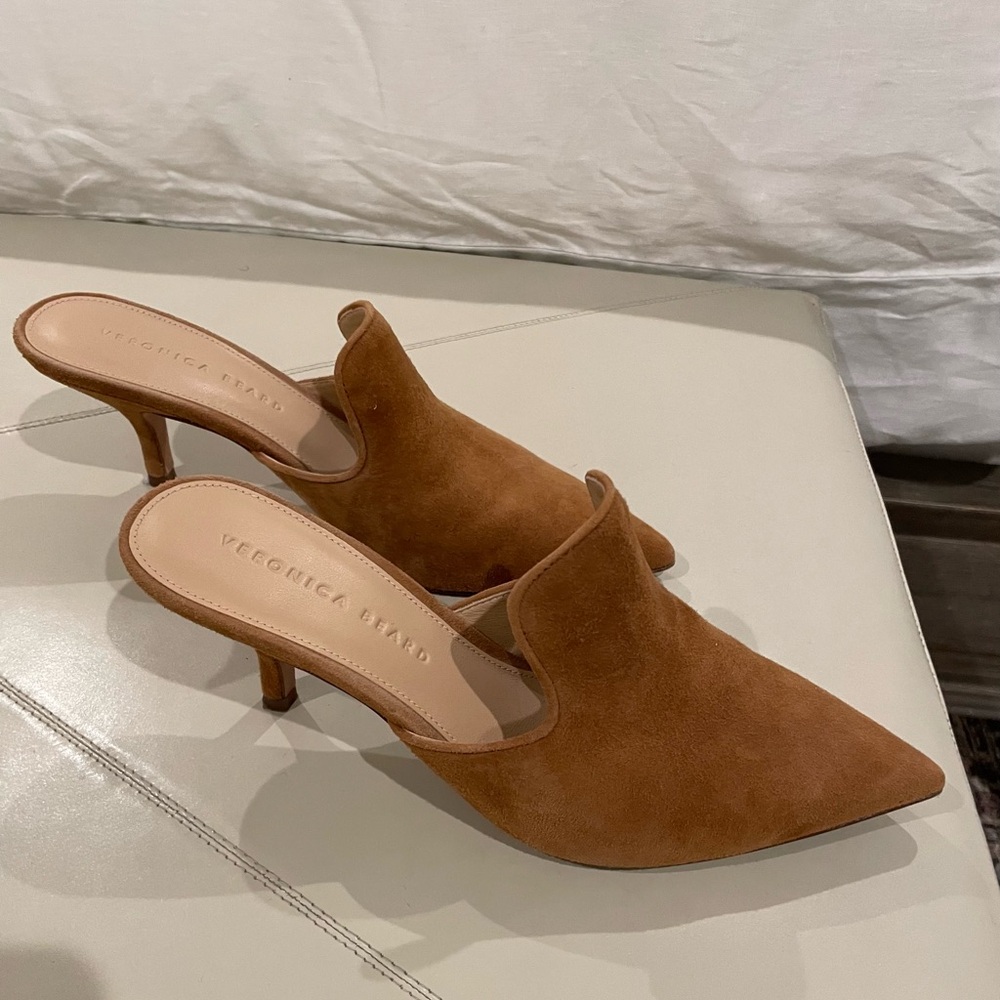 Veronica Beard Camel Suede Mules